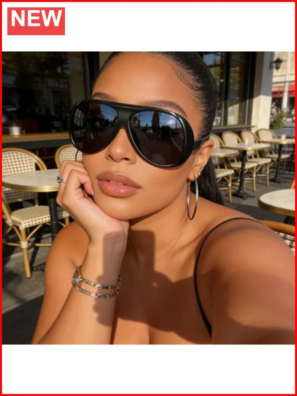 Retro Oversized Square Aviator Sunglasses UV400 Protection Polarized Driving